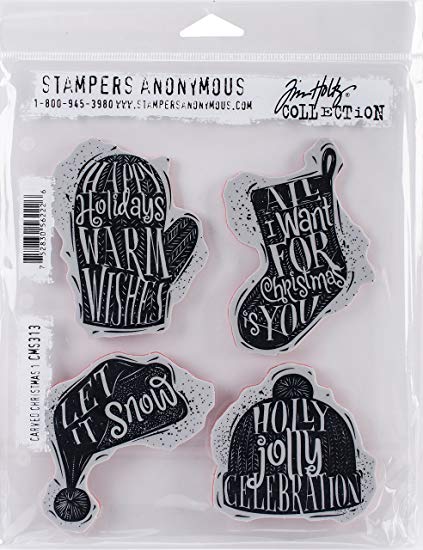 STAMPERS ANONYMOUS - Tim Holtz Cling Stamps - Carved Christmas 1