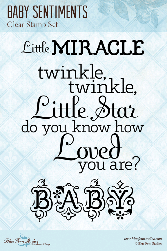 Blue Fern Stamp - Baby Sentiments *