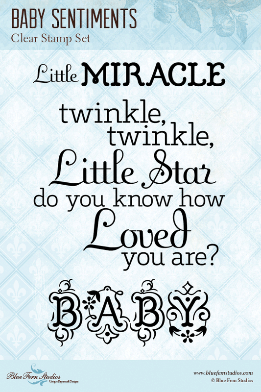 Blue Fern Stamp - Baby Sentiments *