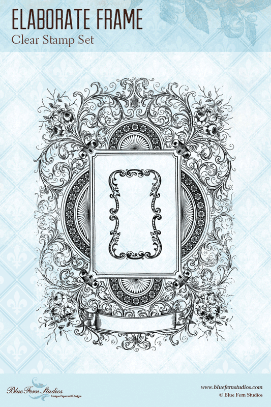 Blue Fern Stamp - Elaborate Frame *