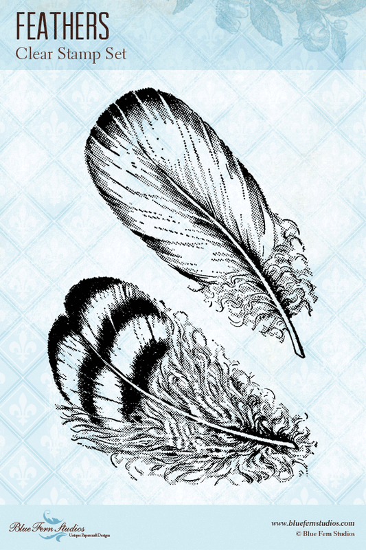 Blue Fern Stamp - Feathers Stamp Set *