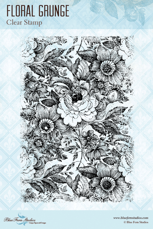 Blue Fern Stamp - Floral Grunge