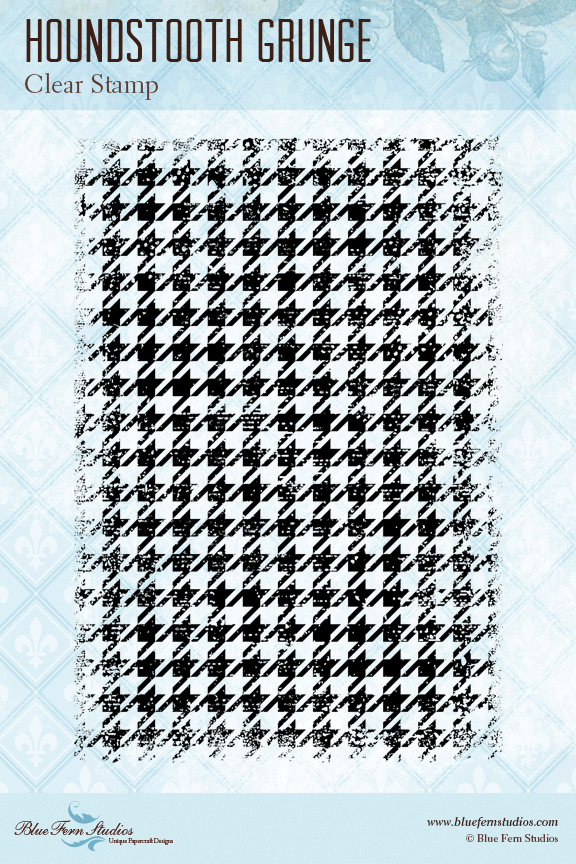 Blue Fern Stamp - Houndstooth Grunge Stamp Set *