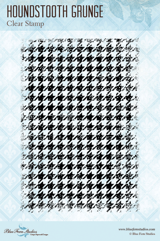 Blue Fern Stamp - Houndstooth Grunge Stamp Set *
