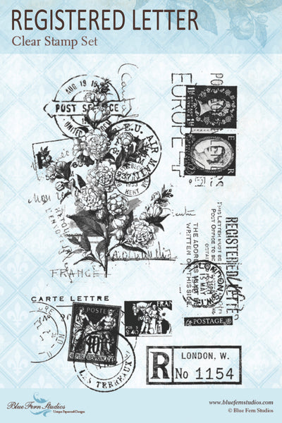 Blue Fern Stamp - Registered Letter Stamp Set - Jane's Memoirs - Designed by Jen Bishop