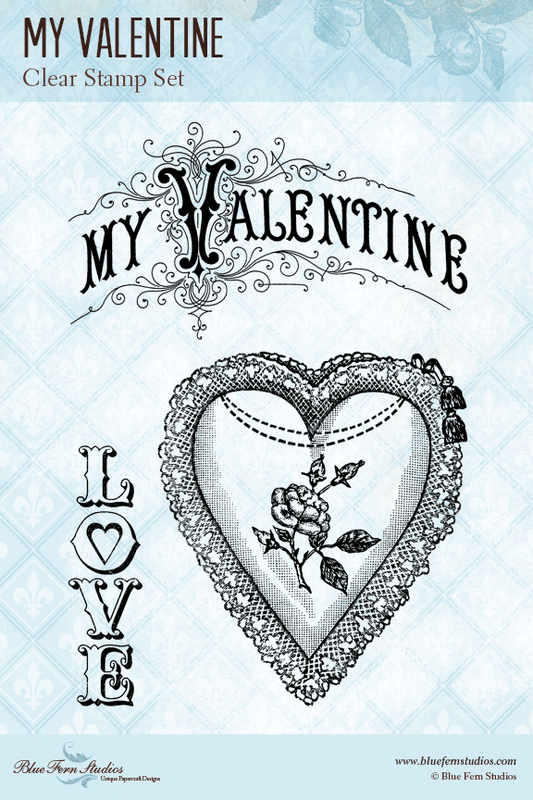 Blue Fern Stamp - My Valentine *