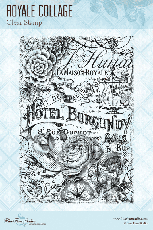 Blue Fern Stamp - Royale Collage