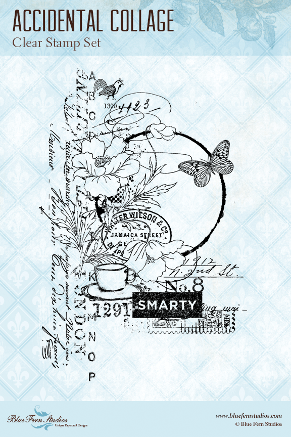 Blue Fern Stamp - Accidental Collage *