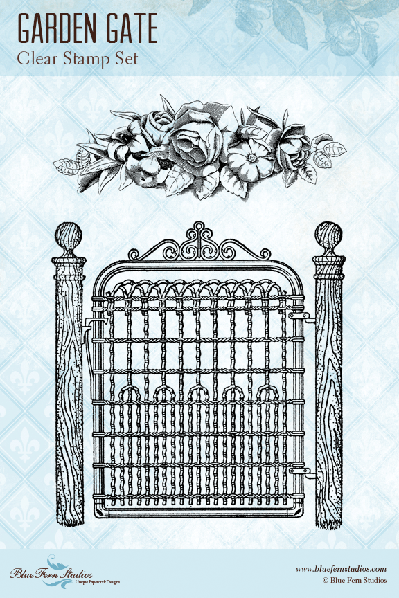 Blue Fern Studios Stamp - Garden Gate - NEW *