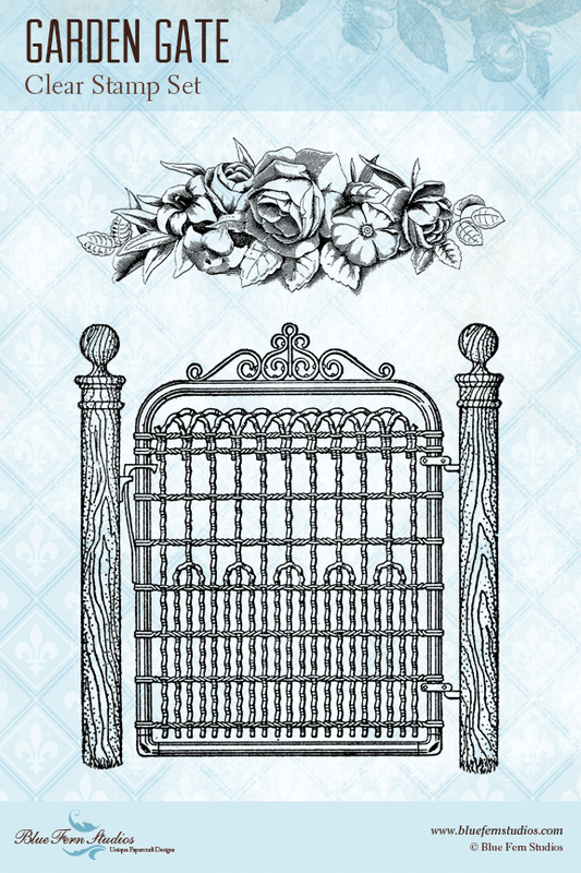 Blue Fern Studios Stamp - Garden Gate - NEW *