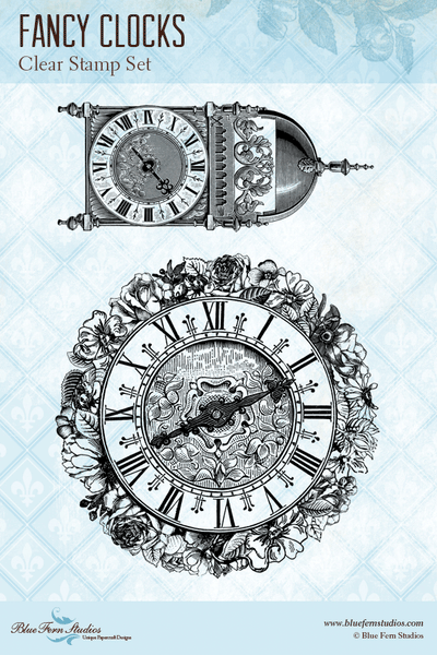 Blue Fern Stamp - Fancy Clocks