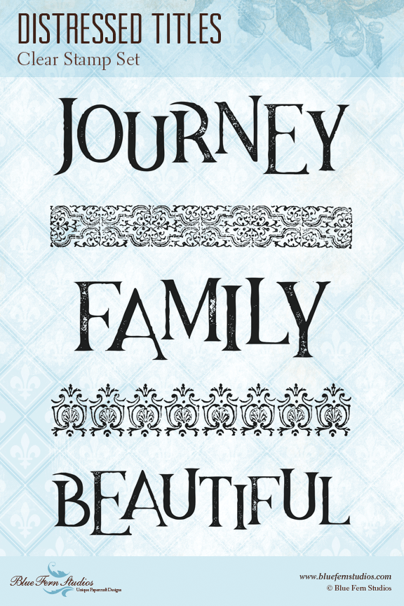 Blue Fern Stamp - Distressed Titles *