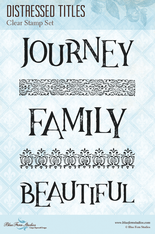Blue Fern Stamp - Distressed Titles *
