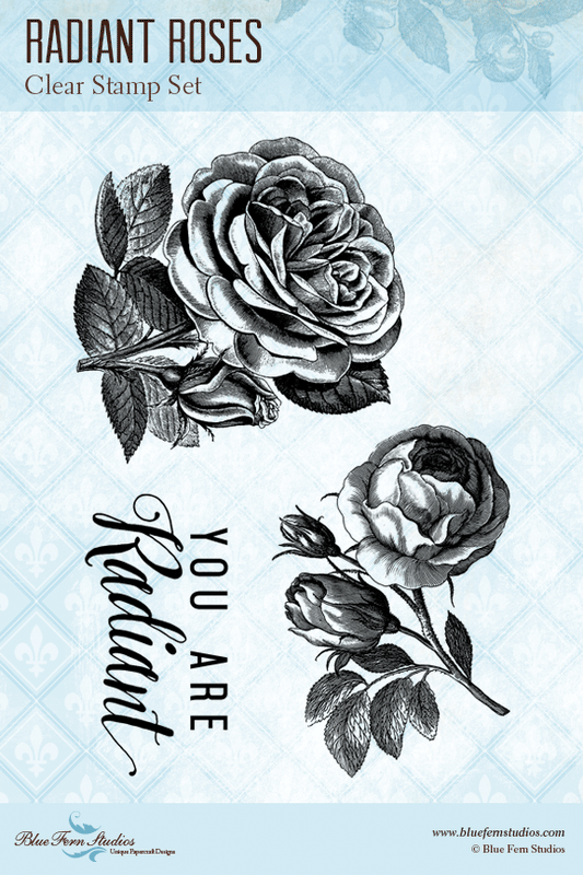 Blue Fern Stamp - Radiant Roses Stamp *