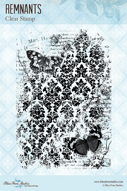 Blue Fern Stamp - Remnants Collage *