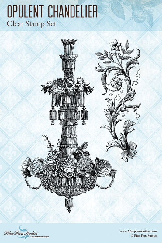 Blue Fern Stamp - Opulent Chandelier Stamp *