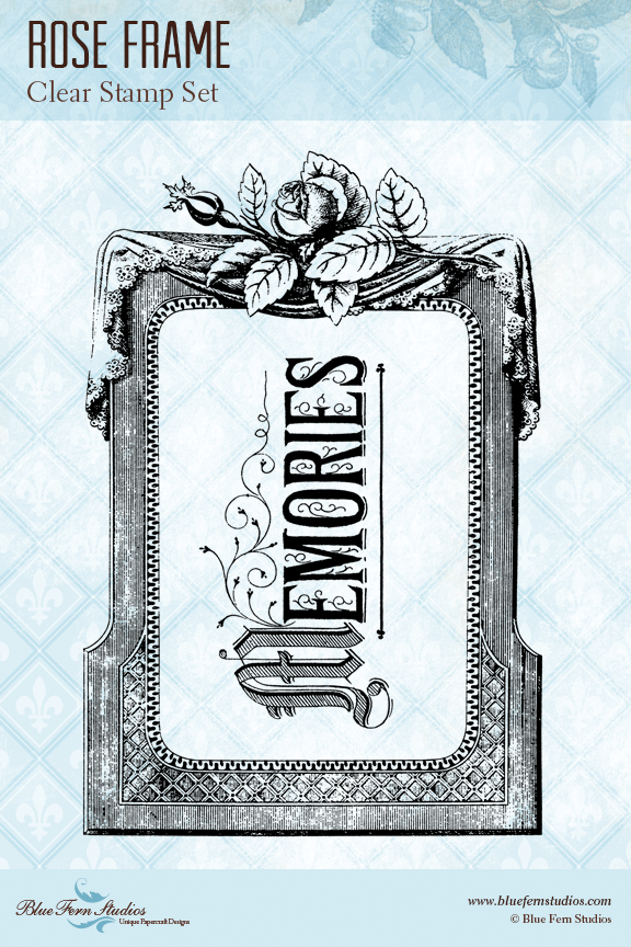 Blue Fern Stamp - Rose Frame Stamp *