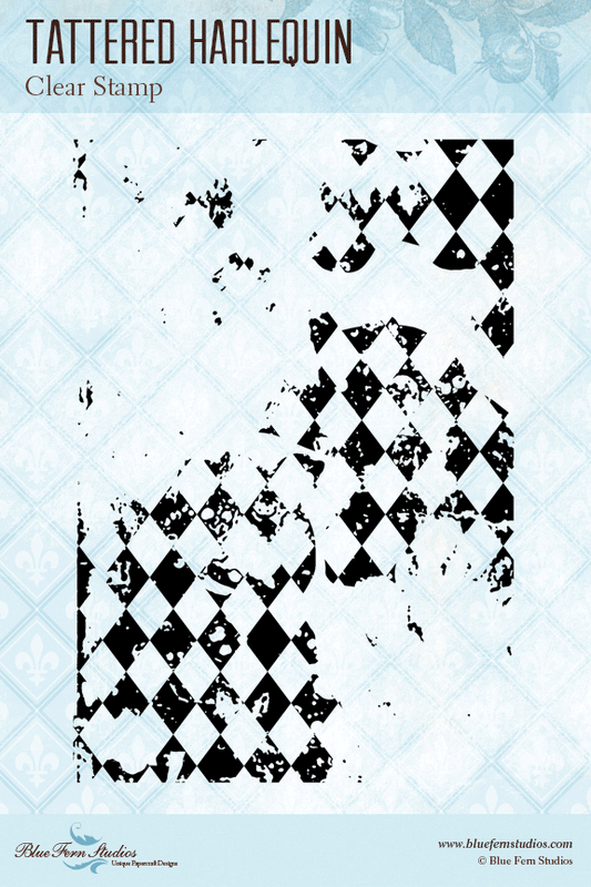 Blue Fern Stamp - Tattered Harlequin *