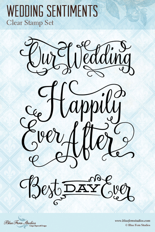 Blue Fern Stamp - Wedding Sentiments Stamp *