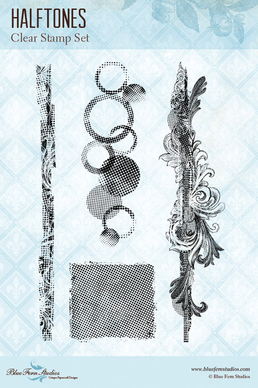 Blue Fern Stamp - Halftones *