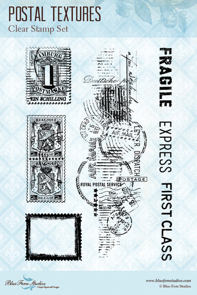 Blue Fern Stamp - Postal Textures