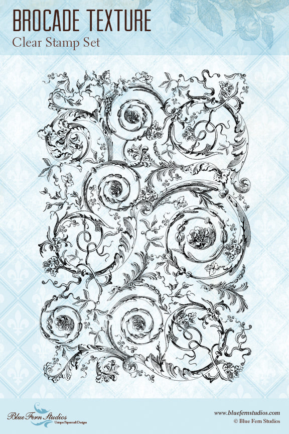 Blue Fern Stamp - Brocade Texture Stamp *