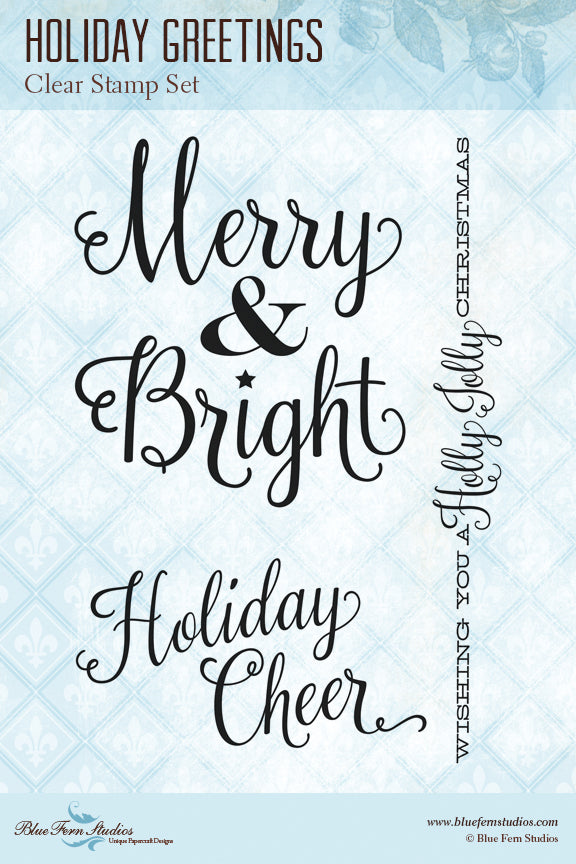 Blue Fern Stamp - Holiday Greetings - Stamp Set *