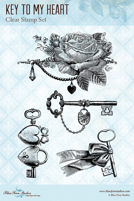 Blue Fern Stamp - Key to My Heart Stamp Set *