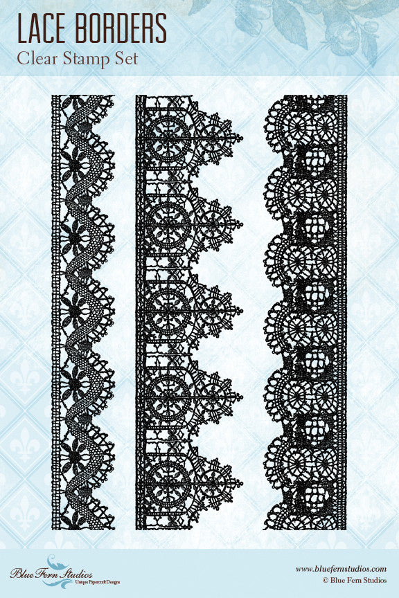 Blue Fern Stamp - Lace Borders *