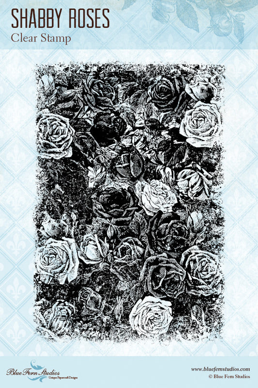 Blue Fern Stamp - Shabby Roses Stamp Set *