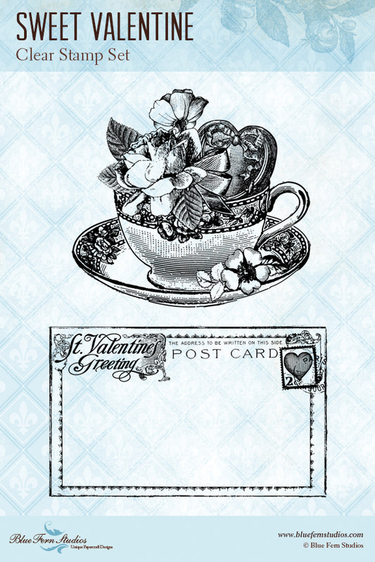 Blue Fern Stamp - Sweet Valentine *