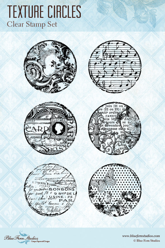 Blue Fern Stamp - Texture Circles Stamp Set *