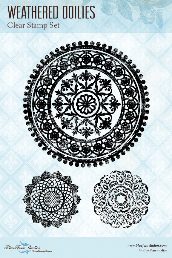 Blue Fern Stamp - Weathered Doily *