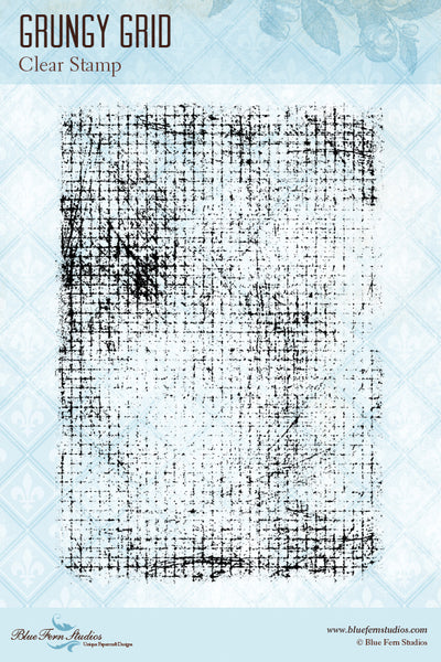 Blue Fern Stamp - Grungy Grid *