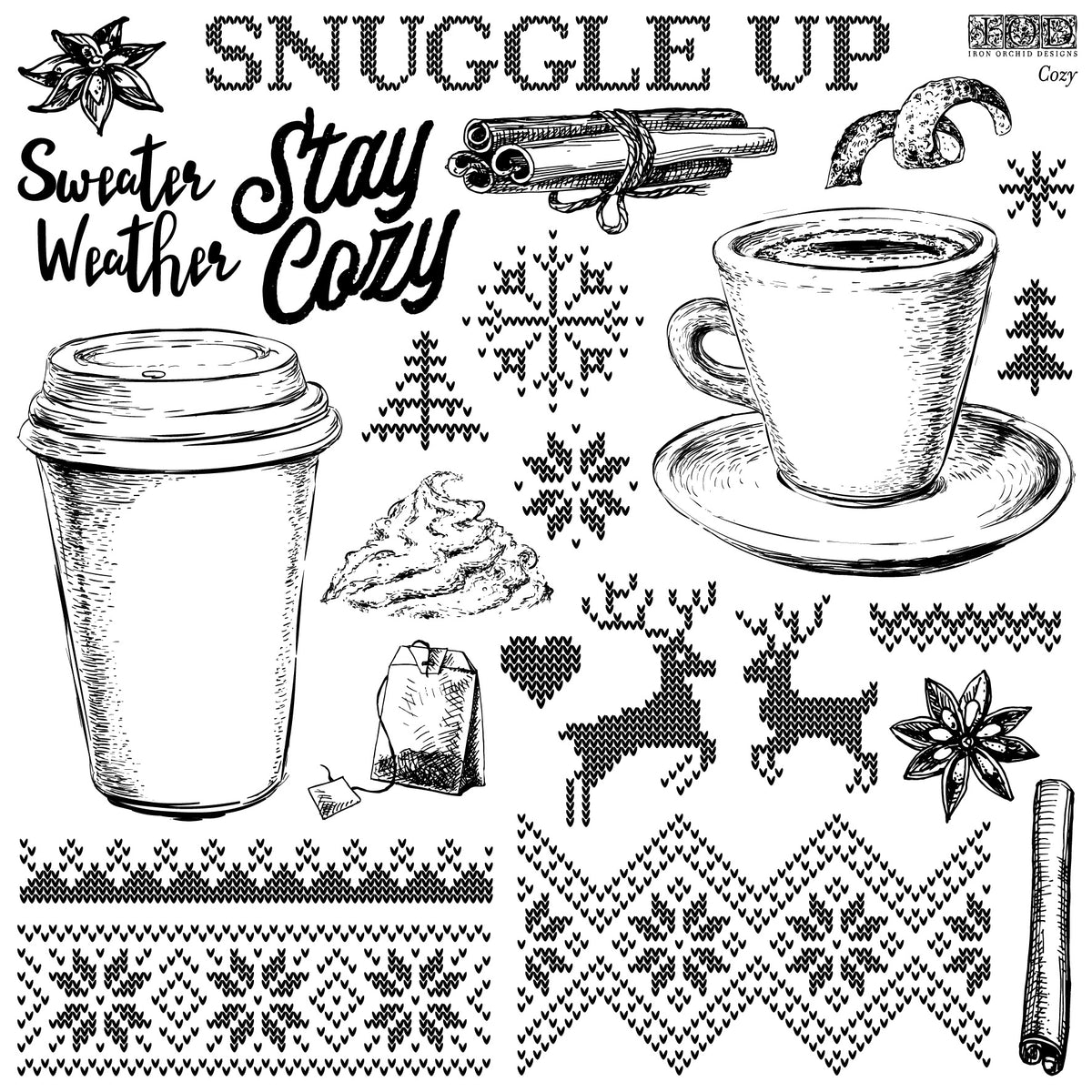 NEW! Iron Orchid  Décor Stamp Set - 12x12 - Cozy - LIMITED EDITION