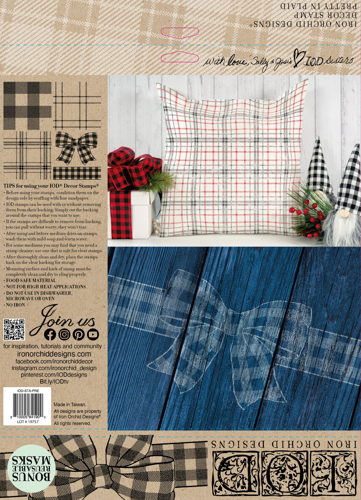 NEW! Iron Orchid  Décor Stamp Set - 12x12 - Pretty in Plaid - LIMITED EDITION