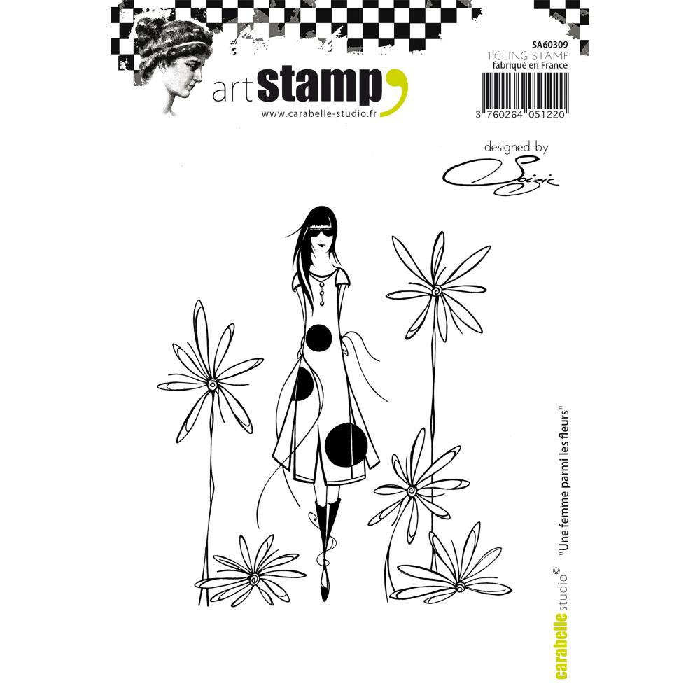 Carabelle Cling Stamp - Une femme parmi les fleurs *