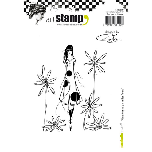 Carabelle Cling Stamp - Une femme parmi les fleurs *