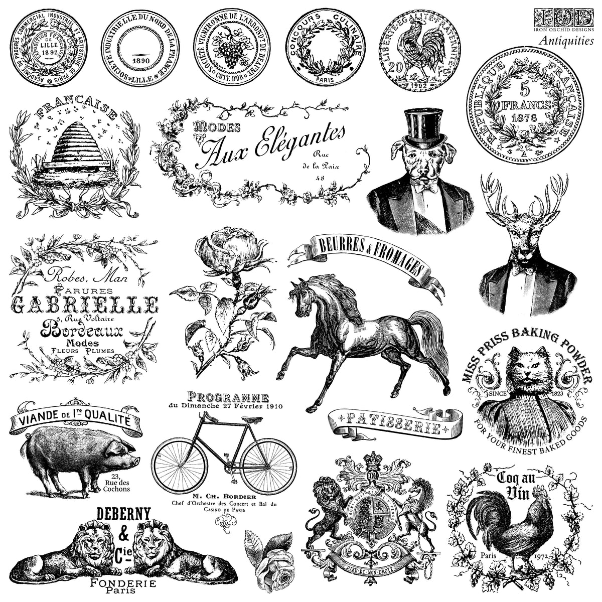 NEW! Iron Orchid  Décor Stamp Set - 12x12 - Antiquities
