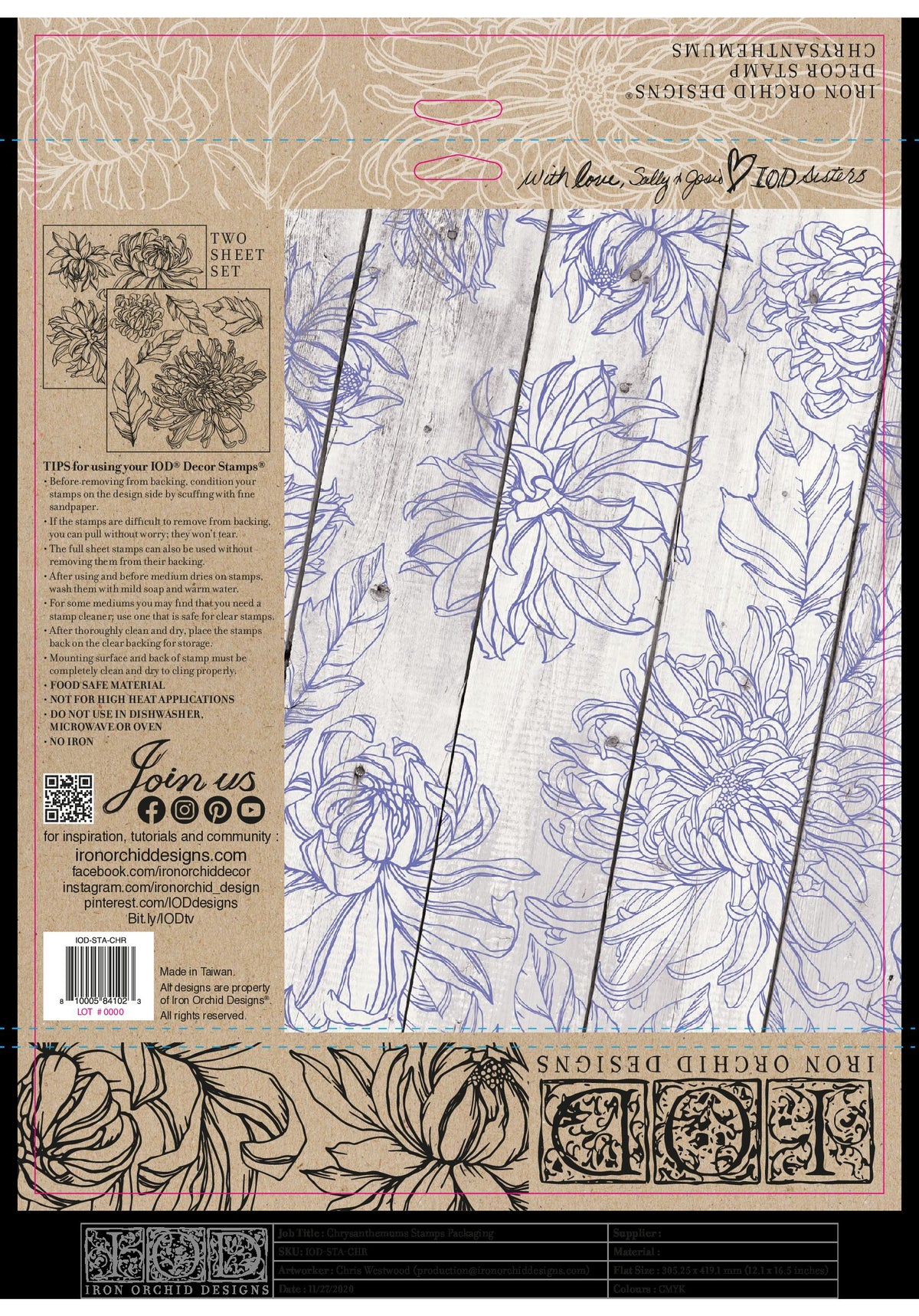 Iron Orchid  Décor Stamp Set - 12x12 - Chrysanthemum