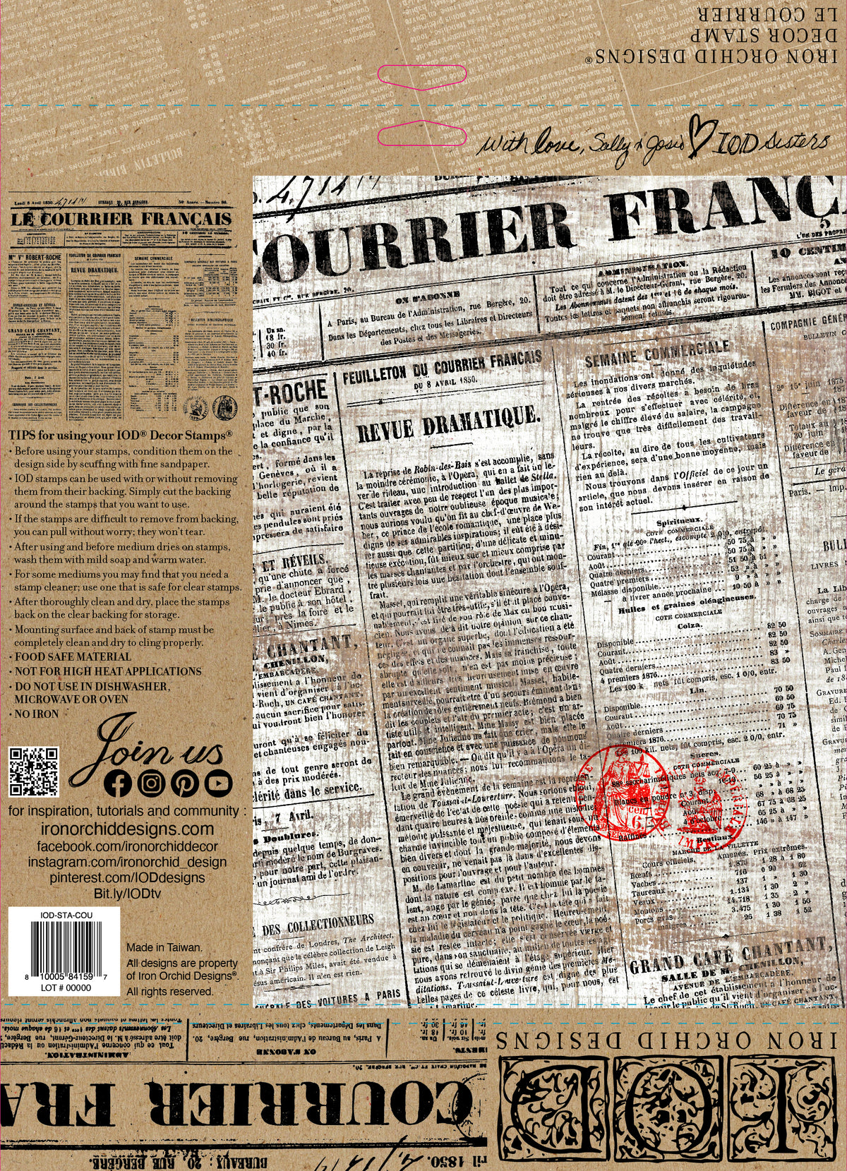 Iron Orchid  Décor Stamp Set - 12x12 - Le Courrier