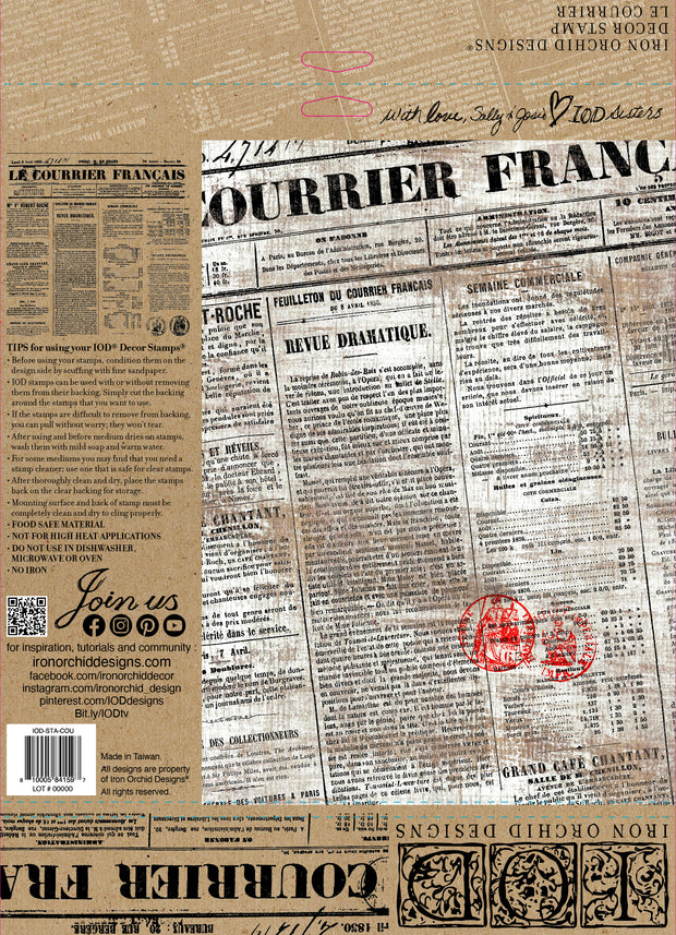 Iron Orchid  Décor Stamp Set - 12x12 - Le Courrier- NEW!