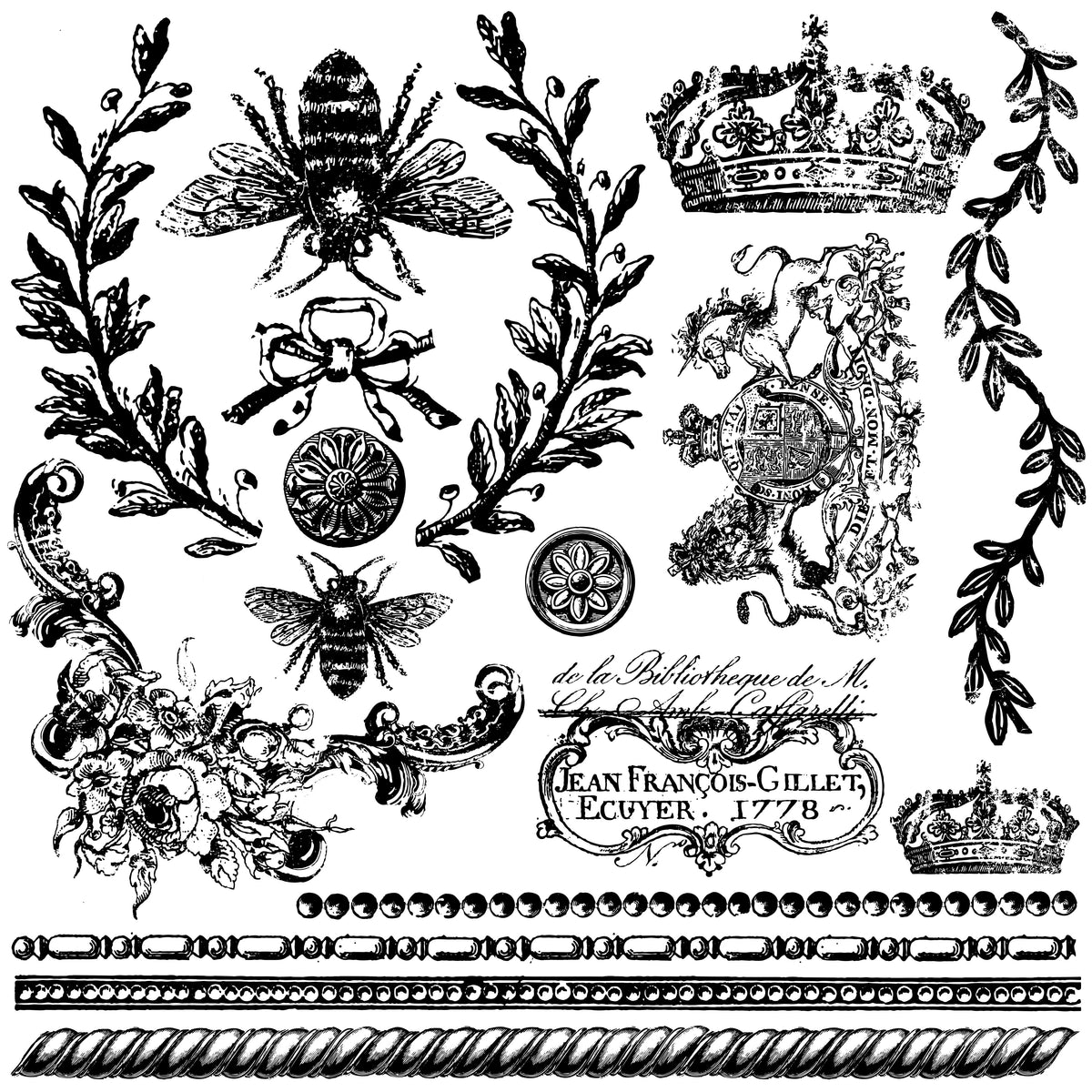 Iron Orchid  Décor Stamp Set - 12x12 - Queen Bee