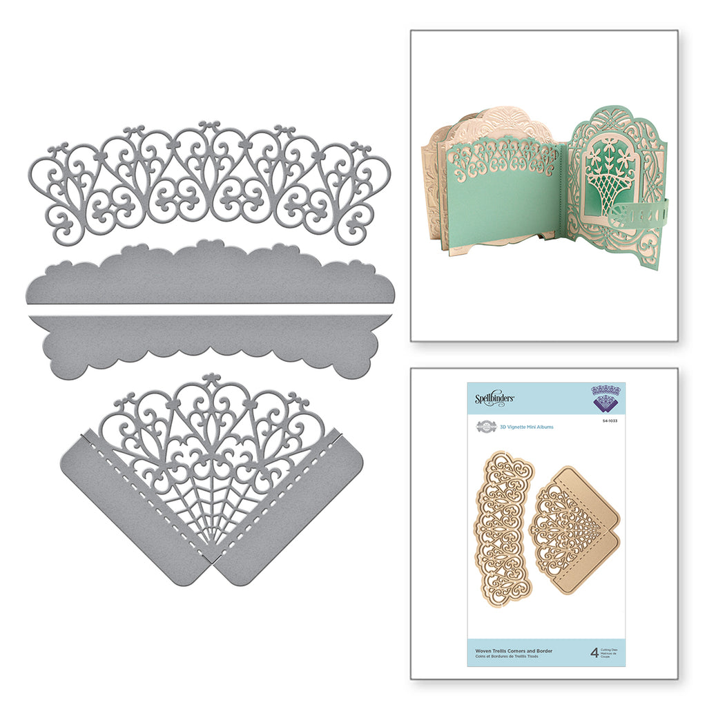 Shapeabilities Woven Trellis Corners and Border Etched Dies 3D Vignette Mini Album Collection by Becca Feeken