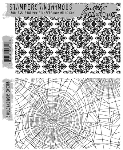 STAMPERS ANONYMOUS - Tim Holtz Cling Stamps - Skulls & Cobwebs