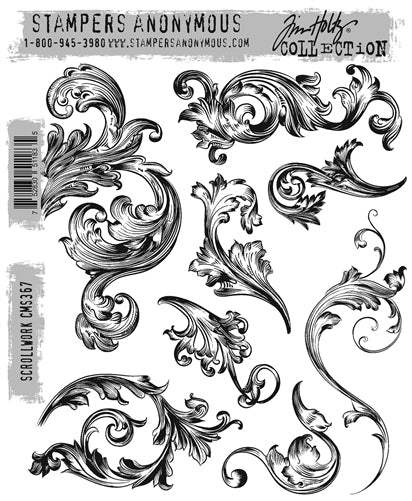 STAMPERS ANONYMOUS - Tim Holtz Cling Stamps - Scrollwork