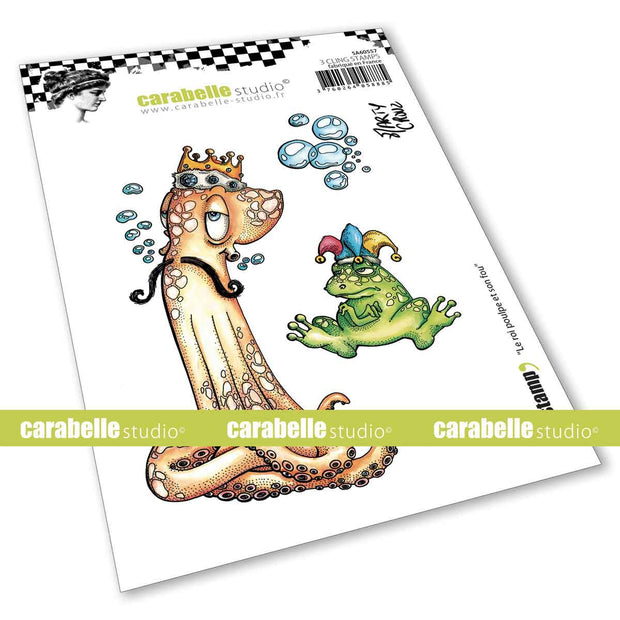Carabelle Studio - "Cling Stamp A6 : "King Octopus and His Bishop " by Marty Crouz - NEW *