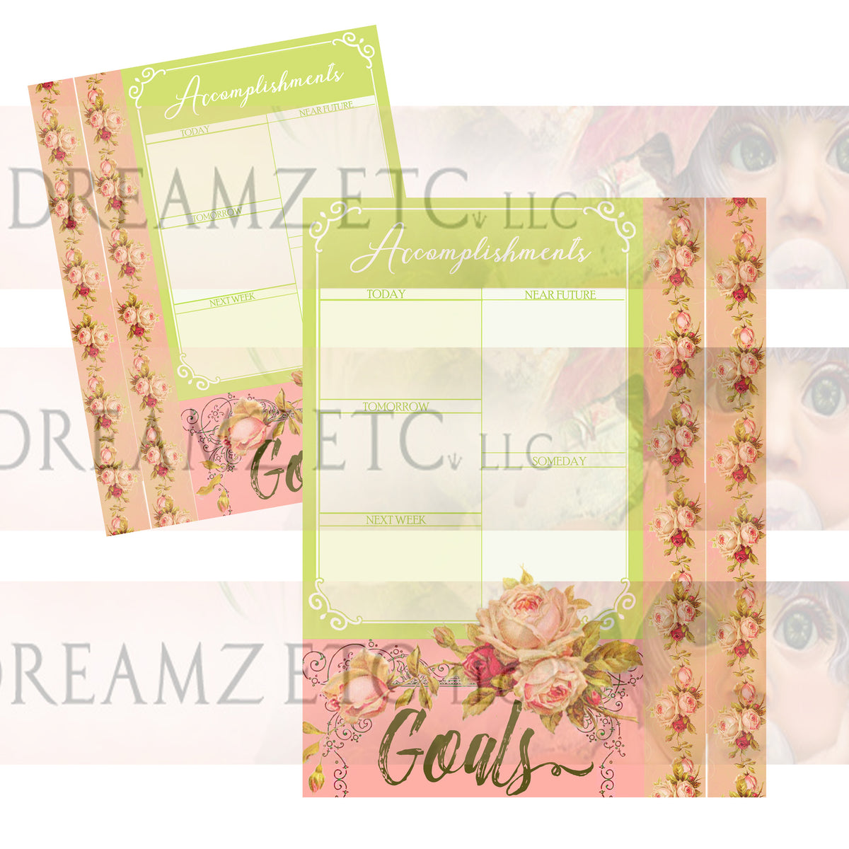 Floral Dreamz Planner/Journal - Accomplishment Sheets & Borders