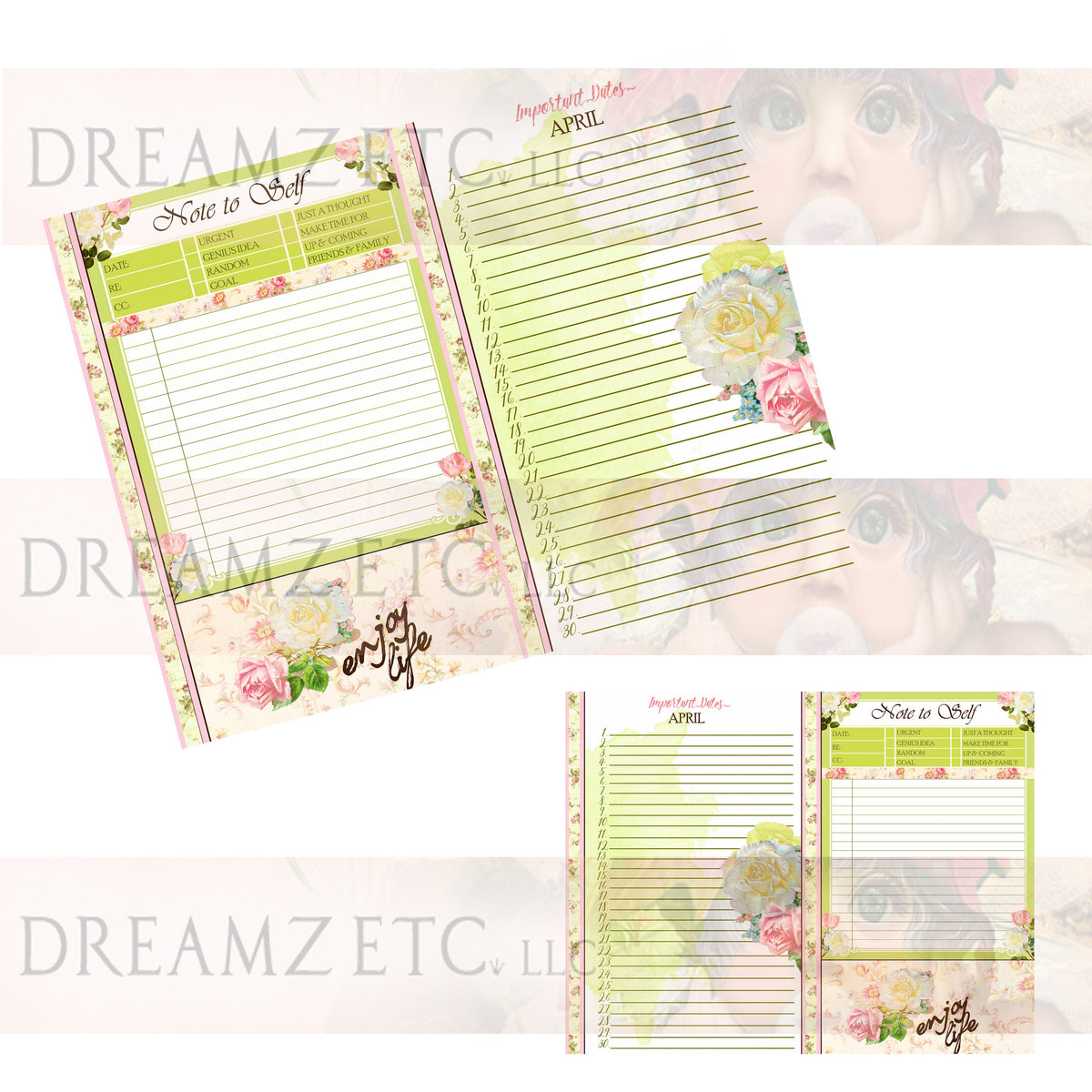 Floral Dreamz Planner/Journal - Important Dates & Note to Self - Printable