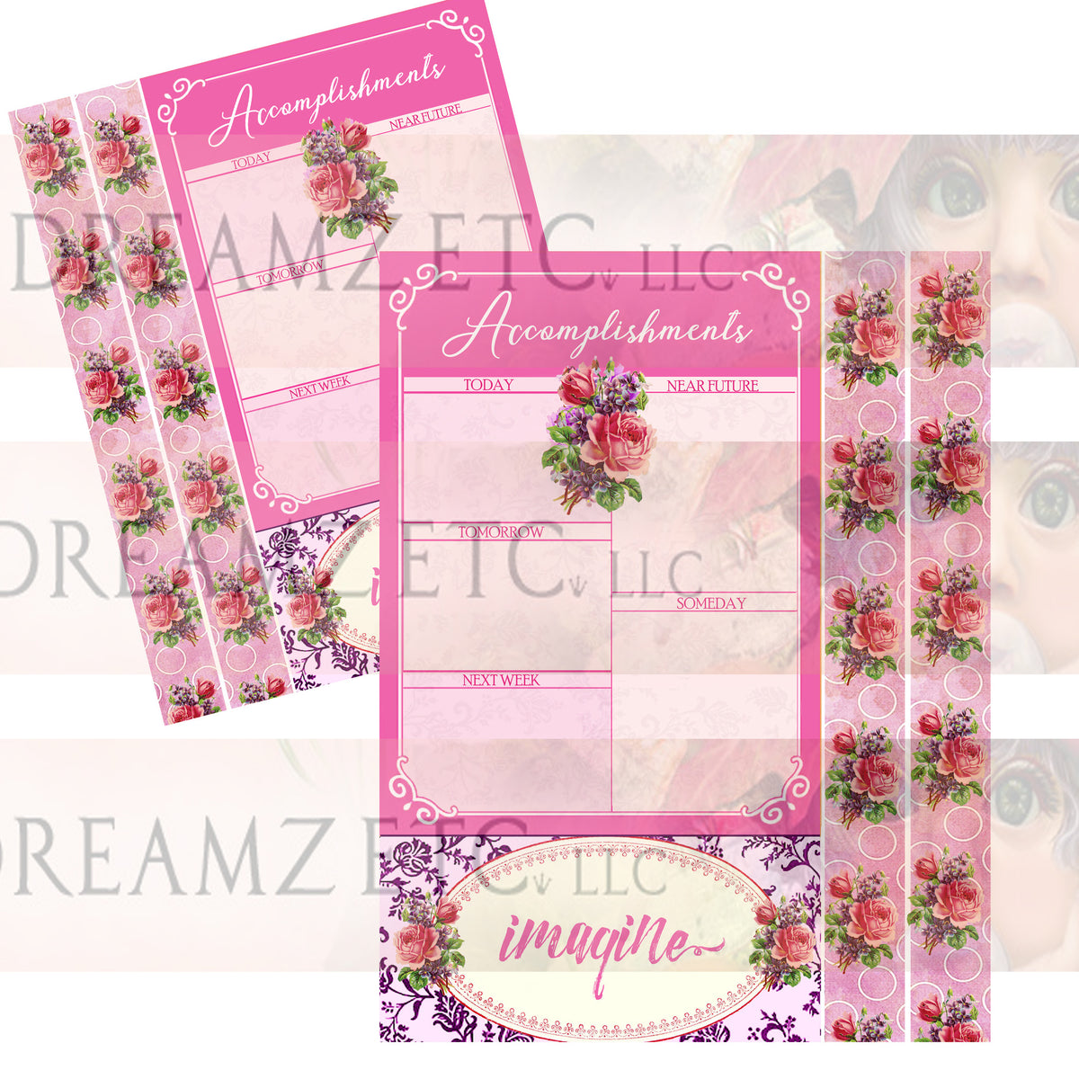 Floral Dreamz Planner/Journal - Accomplishment Sheets & Borders